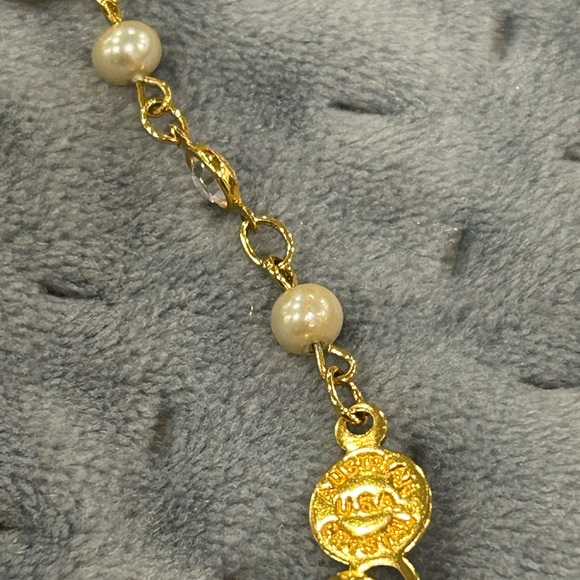 Vintage Leslie Block Pearl & Crystal Ball & Pearl Tassel w 36” Chain Nexklace - Picture 8 of 12